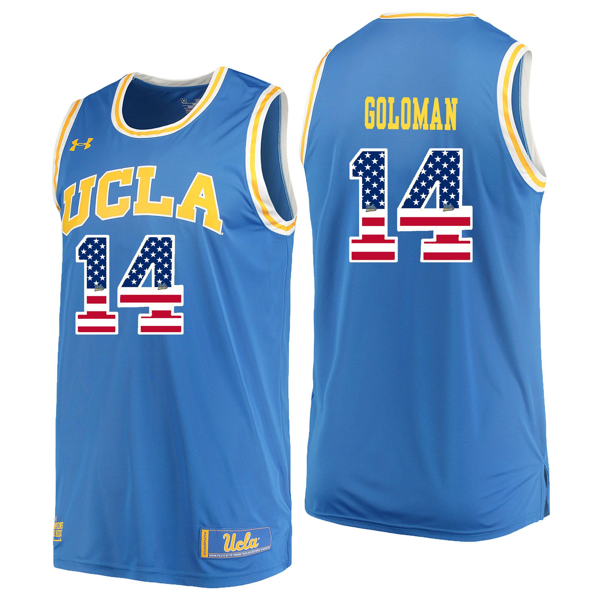 Men UCLA UA 14 Goloman Light Blue Flag Customized NCAA Jerseys